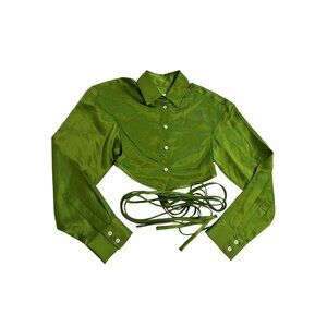 Christopher Esber Cropped Tie Shirt in Green